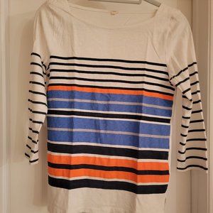 J.Crew White Multi Color Stripe Top, Size S, NWOT